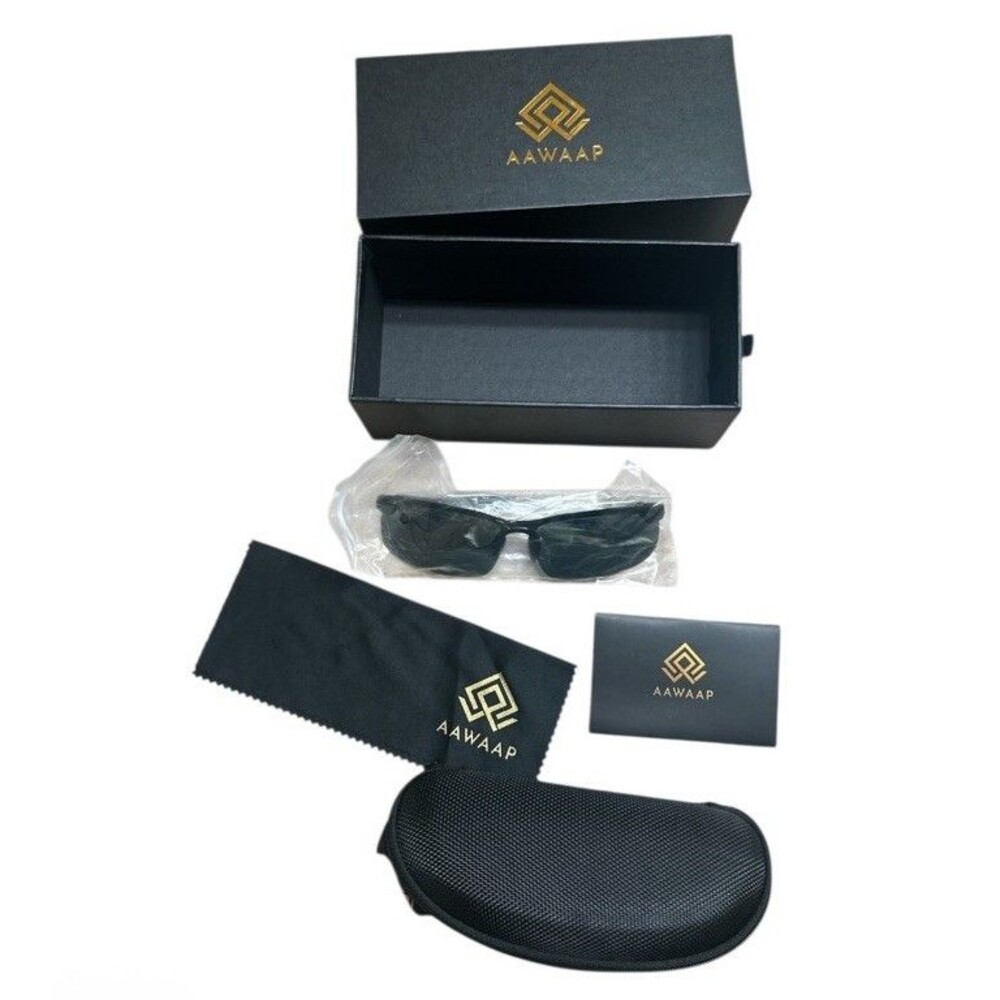 AAWAAP Polarized Sunglasses Dark Green Lens Black Frames TAC Golf Sports Driving